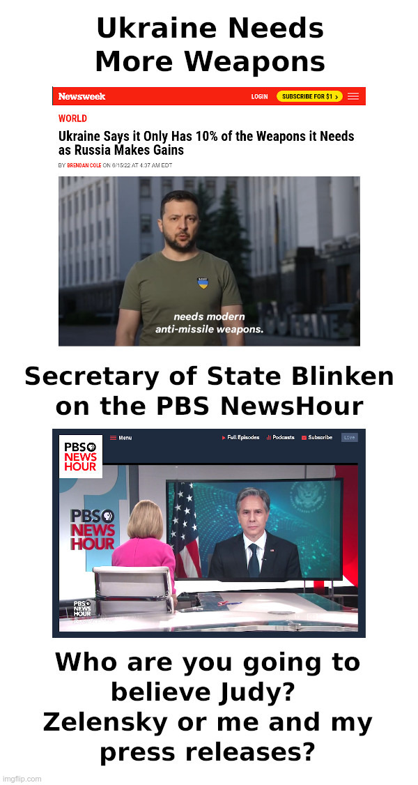 Secretary of State Blinken on the PBS NewsHour | image tagged in anthony blinken,pbs newshour,judy woodruff,ukraine,volodymyr zelensky | made w/ Imgflip meme maker