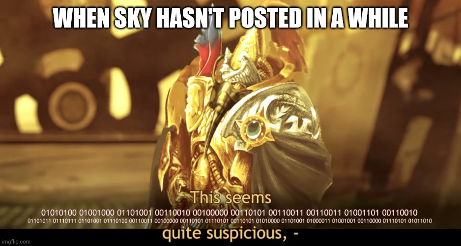 This seems quite suspicious | WHEN SKY HASN'T POSTED IN A WHILE | image tagged in this seems quite suspicious | made w/ Imgflip meme maker