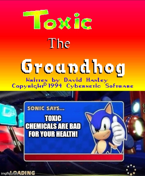 Toxic the Hedgehog | TOXIC CHEMICALS ARE BAD FOR YOUR HEALTH! | image tagged in toxic sonic the hedgehog bootleg,sonic says | made w/ Imgflip meme maker