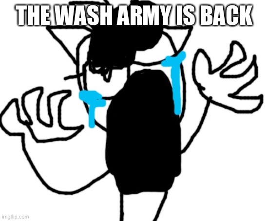 THE WASH ARMY IS BACK | image tagged in cursed crying emoji declan | made w/ Imgflip meme maker