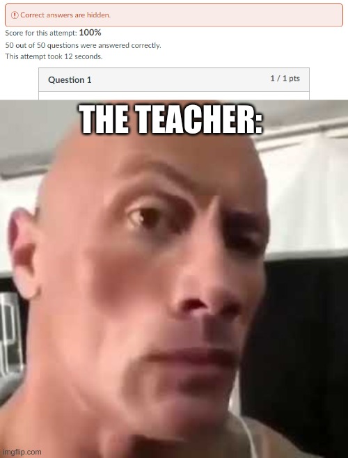 *Eyebrow Raise* | THE TEACHER: | image tagged in the rock eyebrows | made w/ Imgflip meme maker