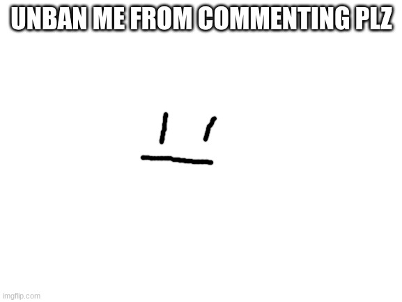 plz ill delete the hate too [Mod note: NOPE, ALSO HAHA F**K YOU, YOU CAN'T POST HERE ANYMORE] | UNBAN ME FROM COMMENTING PLZ | image tagged in blank white template,e,why,comment,ban,idgaf | made w/ Imgflip meme maker