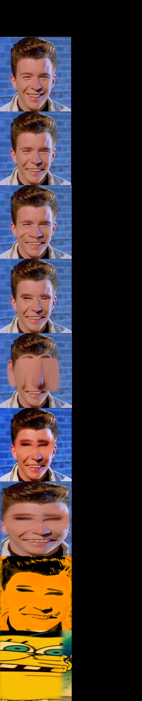 High Quality Rick Astley Becoming Idiot Blank Meme Template