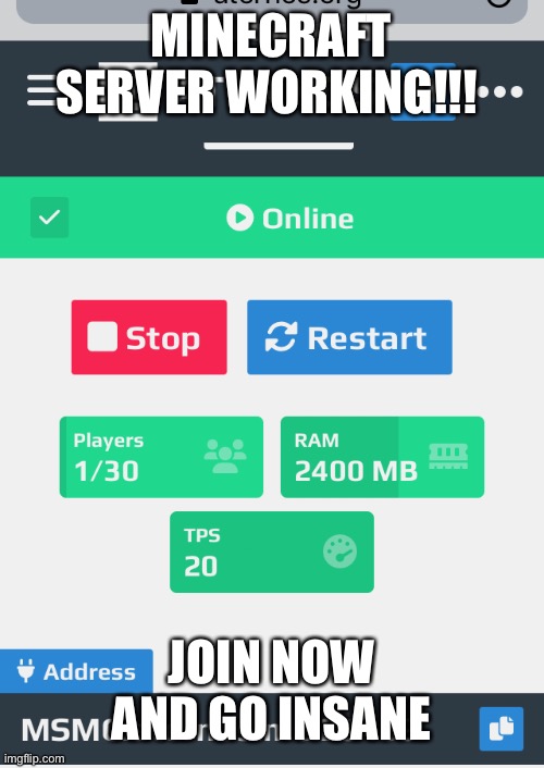 msmc is now open | MINECRAFT SERVER WORKING!!! JOIN NOW AND GO INSANE | made w/ Imgflip meme maker