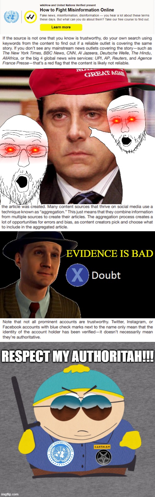 That's a lot of crap in a small package | EVIDENCE IS BAD; RESPECT MY AUTHORITAH!!! | image tagged in steve carell staring face,l a noire press x to doubt,respect my authoritah | made w/ Imgflip meme maker