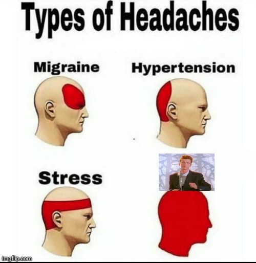 Never gonna give up this meme | image tagged in types of headaches meme | made w/ Imgflip meme maker