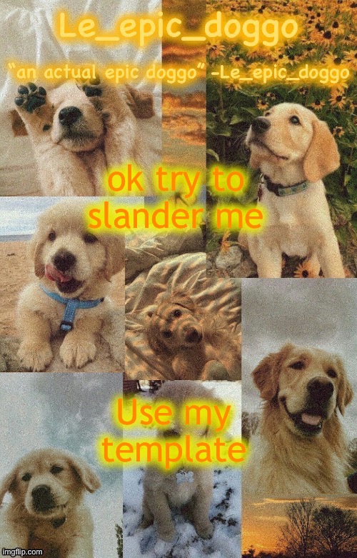 Doggo temp by doggo. Wait what that’s confusing | ok try to slander me; Use my template | image tagged in doggo temp by doggo wait what that s confusing | made w/ Imgflip meme maker