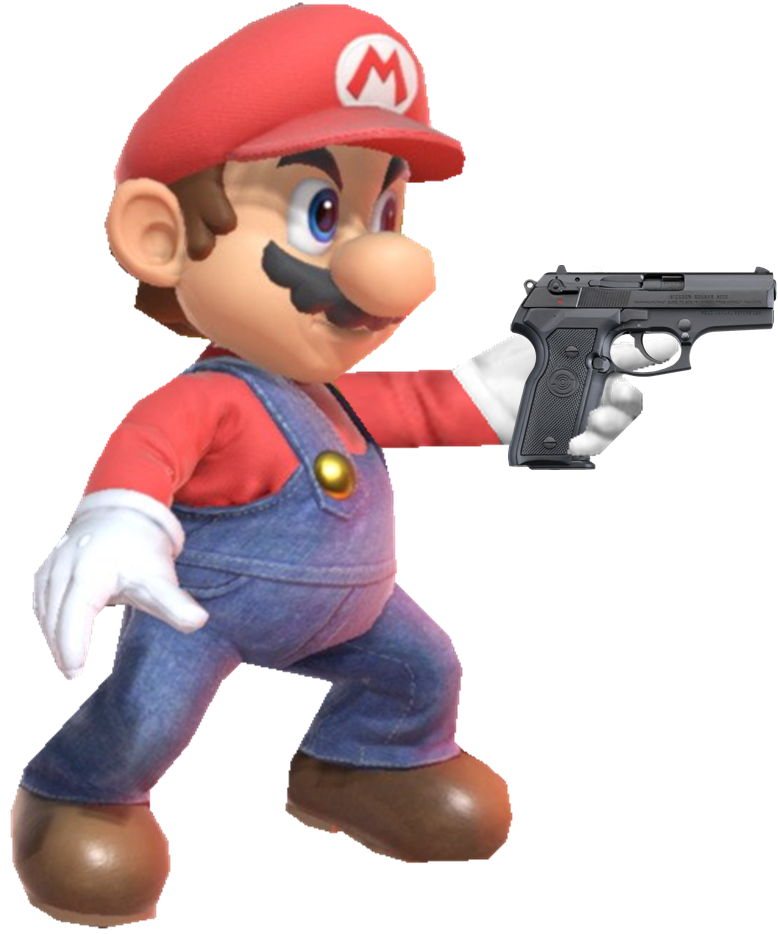 High Quality Mario with a gun Blank Meme Template