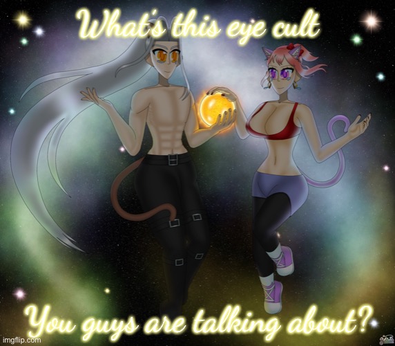 I don’t visit this stream often despite being a stream mod | What’s this eye cult; You guys are talking about? | image tagged in sayori and sephiroth | made w/ Imgflip meme maker