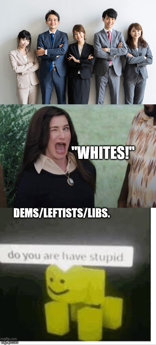 We all know this is a possibility considering what the Dems/Leftists/Liberals have said about Hispanics. | "WHITES!"; DEMS/LEFTISTS/LIBS. | image tagged in agatha wink,do you have are stupid,racist,stupid liberals | made w/ Imgflip meme maker