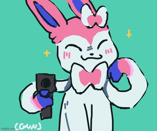 sylveon with gun | image tagged in sylveon with gun | made w/ Imgflip meme maker