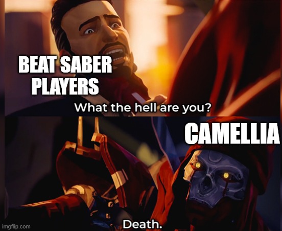 What the hell are you? Death | BEAT SABER
PLAYERS; CAMELLIA | image tagged in what the hell are you death | made w/ Imgflip meme maker