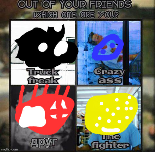 BLOBIE IS ALWAYS apyr | image tagged in out of your friends which one are you | made w/ Imgflip meme maker