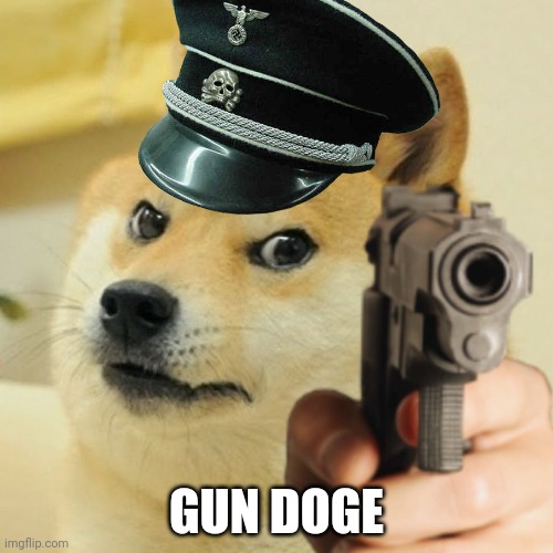 Doge holding a gun | GUN DOGE | image tagged in doge holding a gun | made w/ Imgflip meme maker