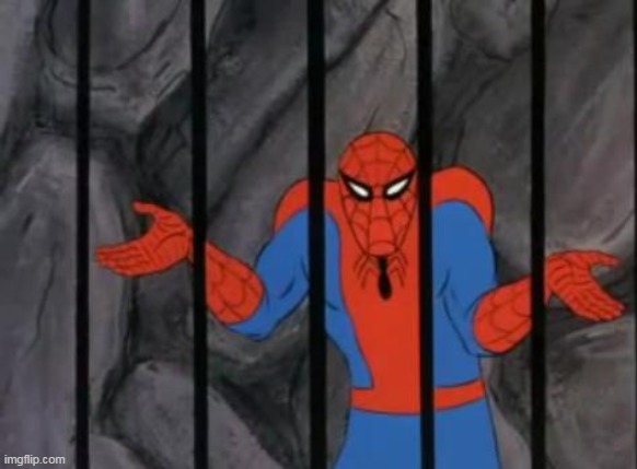 spiderman jail | image tagged in spiderman jail | made w/ Imgflip meme maker