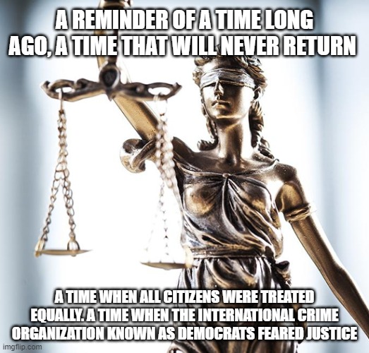 We will miss you | A REMINDER OF A TIME LONG AGO, A TIME THAT WILL NEVER RETURN; A TIME WHEN ALL CITIZENS WERE TREATED EQUALLY. A TIME WHEN THE INTERNATIONAL CRIME ORGANIZATION KNOWN AS DEMOCRATS FEARED JUSTICE | image tagged in lady scales of justice 550x525,hunter biden,ghislaine maxwell,antifa,blm,fbi | made w/ Imgflip meme maker