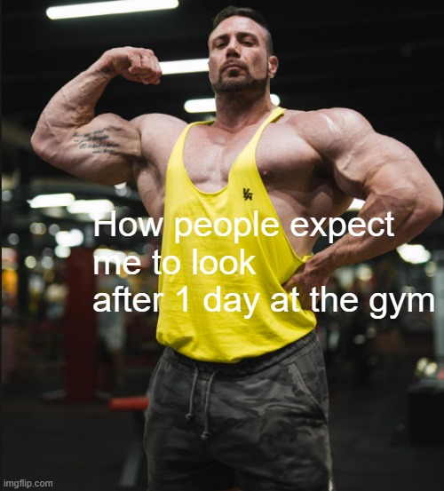 Why does everyone do this | How people expect me to look after 1 day at the gym | image tagged in gym | made w/ Imgflip meme maker