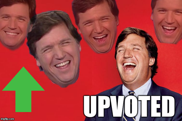 Tucker laughs at libs | UPVOTED | image tagged in tucker laughs at libs | made w/ Imgflip meme maker
