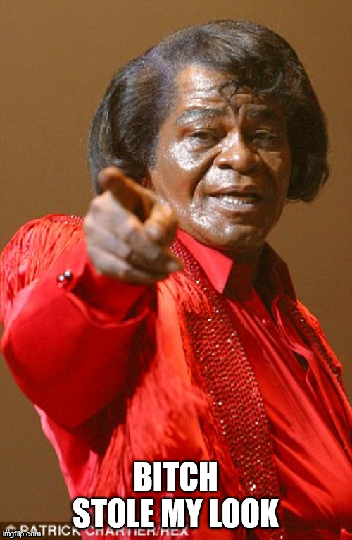 James Brown | BITCH STOLE MY LOOK | image tagged in james brown | made w/ Imgflip meme maker