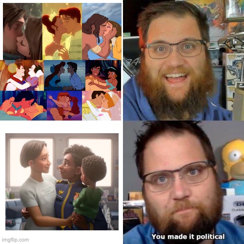Makes me sick knowing how long Disney has been pushing their heterosexual agenda on unsuspecting children. | image tagged in you made it political,disney,buzz lightyear,lgbtq,homophobic | made w/ Imgflip meme maker