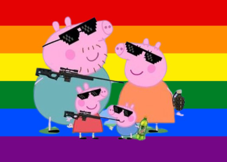 High Quality MLG Peppa Pig Pride Month Blank Meme Template