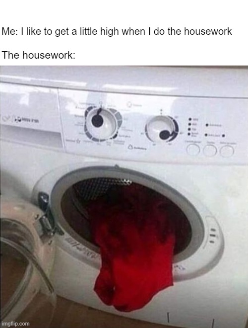 Sniffing dryer sheets is an aphrodisiac for some | Me: I like to get a little high when I do the housework; The housework: | made w/ Imgflip meme maker