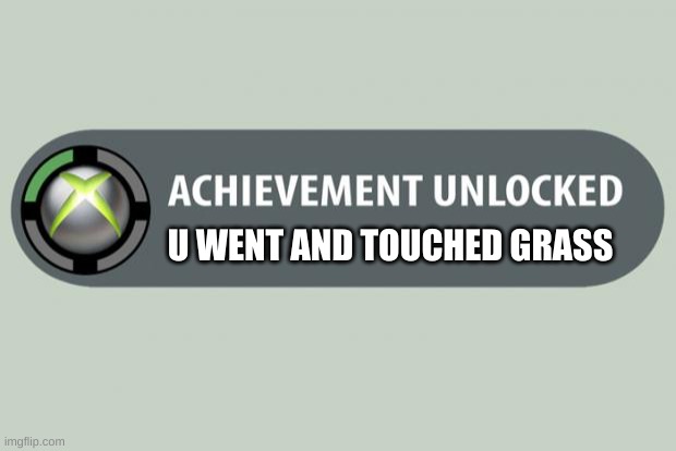 achievement unlocked | U WENT AND TOUCHED GRASS | image tagged in achievement unlocked | made w/ Imgflip meme maker