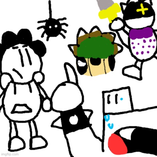 The squad seeing a spider | image tagged in memes,blank transparent square | made w/ Imgflip meme maker