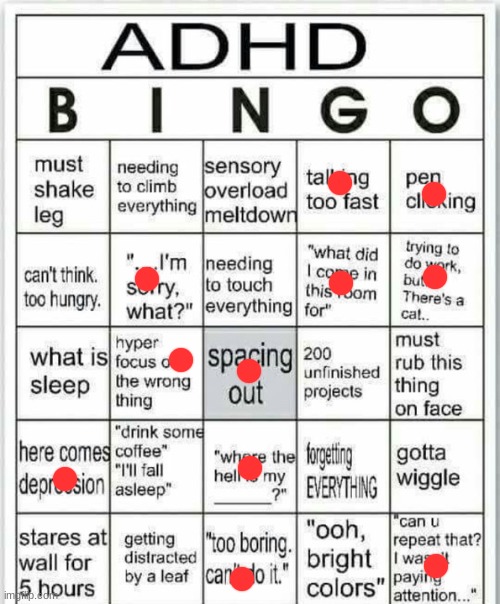 I failed the test. . . Is that good or bad? | image tagged in adhd bingo | made w/ Imgflip meme maker