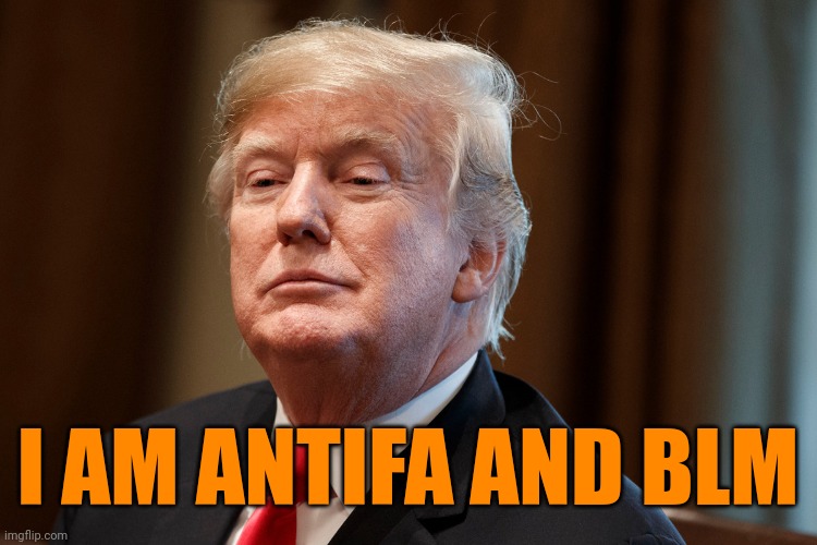 Trump | I AM ANTIFA AND BLM | image tagged in trump | made w/ Imgflip meme maker