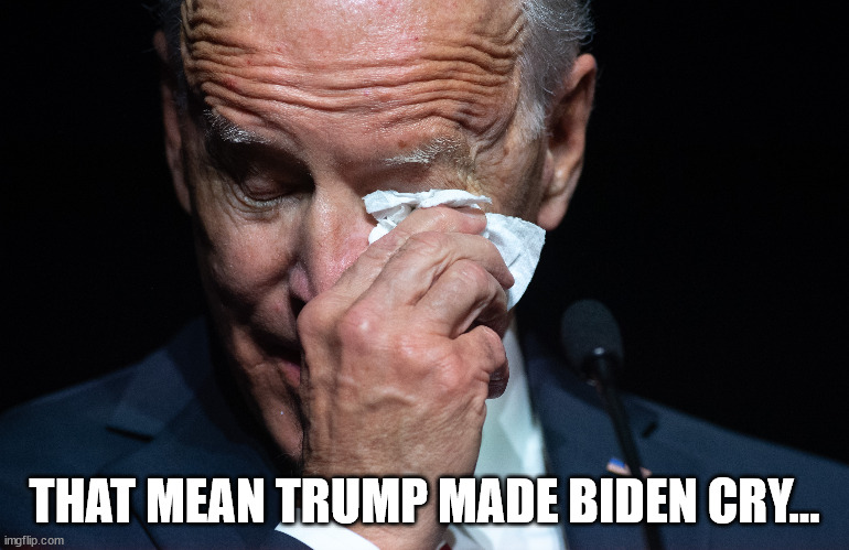 THAT MEAN TRUMP MADE BIDEN CRY... | made w/ Imgflip meme maker
