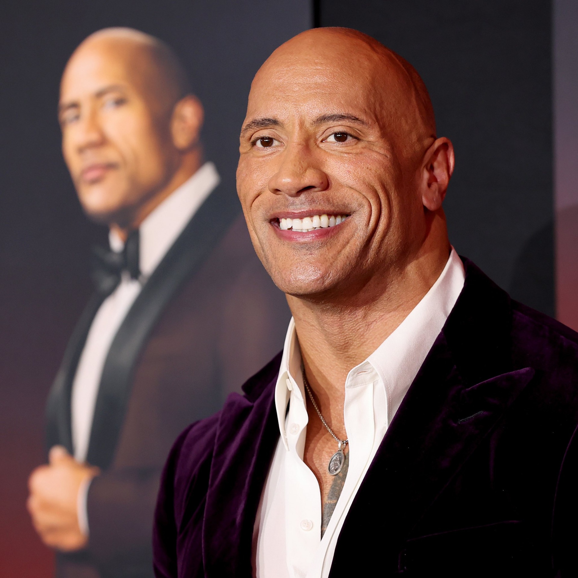 High Quality The Rock with The Rock in the background Blank Meme Template