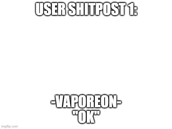 ok | USER SHITPOST 1:; -VAPOREON-

"OK" | image tagged in ok | made w/ Imgflip meme maker