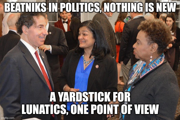 lunatics | BEATNIKS IN POLITICS, NOTHING IS NEW; A YARDSTICK FOR LUNATICS, ONE POINT OF VIEW | made w/ Imgflip meme maker