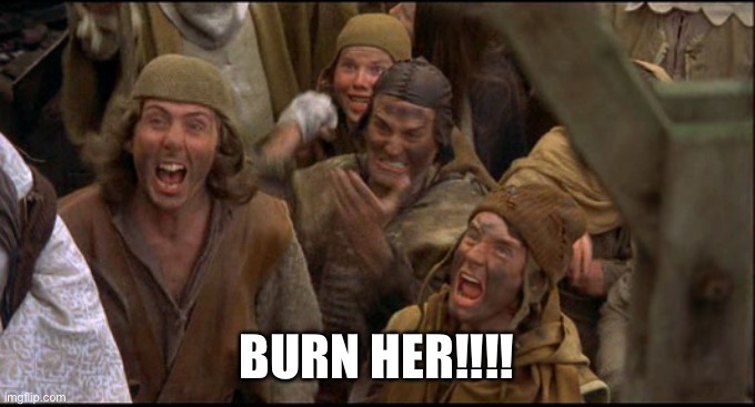 Burn the Witch! | BURN HER!!!! | image tagged in burn the witch | made w/ Imgflip meme maker