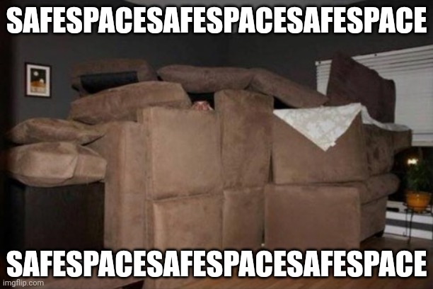 Safespacesafespacesafespace | SAFESPACESAFESPACESAFESPACE; SAFESPACESAFESPACESAFESPACE | image tagged in pillow fort | made w/ Imgflip meme maker