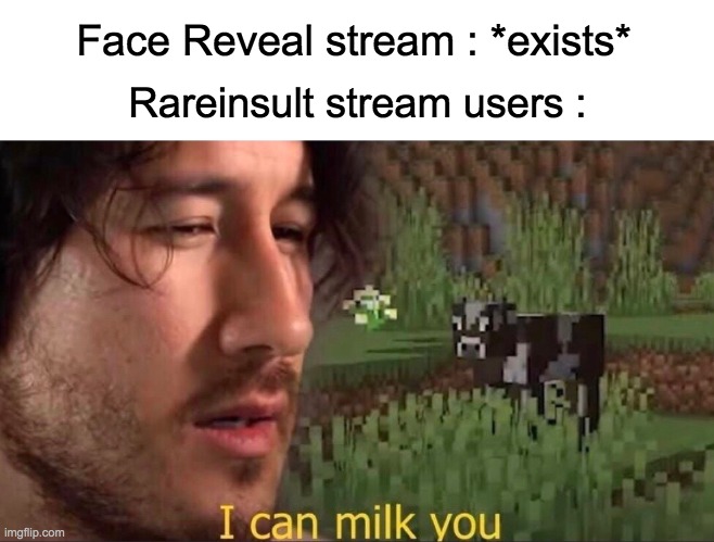 I had to do it | Face Reveal stream : *exists*; Rareinsult stream users : | image tagged in i can milk you template,memes,lol,funny,face reveal,roasts | made w/ Imgflip meme maker