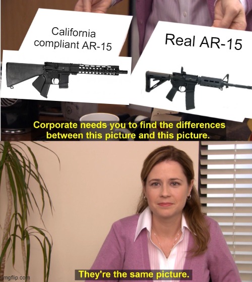 They're The Same Picture Meme | California compliant AR-15; Real AR-15 | image tagged in memes,they're the same picture,guns,ar-15 | made w/ Imgflip meme maker