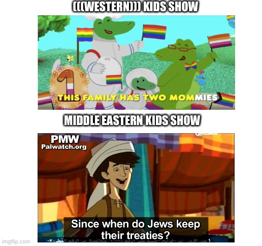 Based | (((WESTERN))) KIDS SHOW; MIDDLE EASTERN KIDS SHOW | image tagged in blank white template,based | made w/ Imgflip meme maker