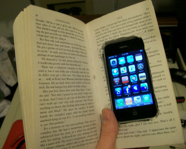 cellphone in book Blank Meme Template