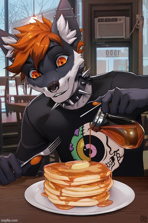 That might be enough syrup xD | image tagged in memes,furry,food,pancake | made w/ Imgflip meme maker