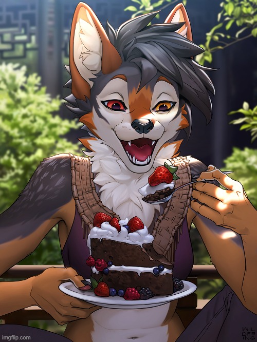 The frosting looks like shaving cream xD | image tagged in furry,cake,fruit,food | made w/ Imgflip meme maker