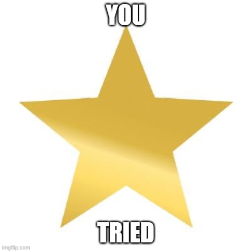 you tried star | YOU TRIED | image tagged in you tried star | made w/ Imgflip meme maker