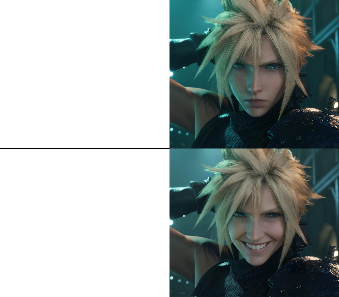 High Quality Very Happy Cloud / Final Fantasy VII Remake Blank Meme Template