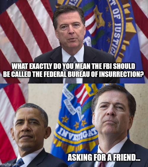 Asking for a friend... | WHAT EXACTLY DO YOU MEAN THE FBI SHOULD BE CALLED THE FEDERAL BUREAU OF INSURRECTION? ASKING FOR A FRIEND... | image tagged in fbi director james comey | made w/ Imgflip meme maker