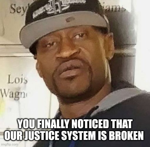 George Floyd | YOU FINALLY NOTICED THAT OUR JUSTICE SYSTEM IS BROKEN | image tagged in george floyd | made w/ Imgflip meme maker