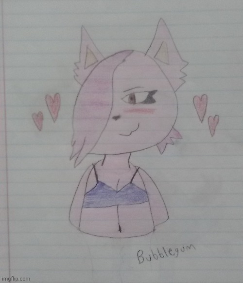 Bubblegum (art by me) | image tagged in furry,oc,drawings,femboy | made w/ Imgflip meme maker