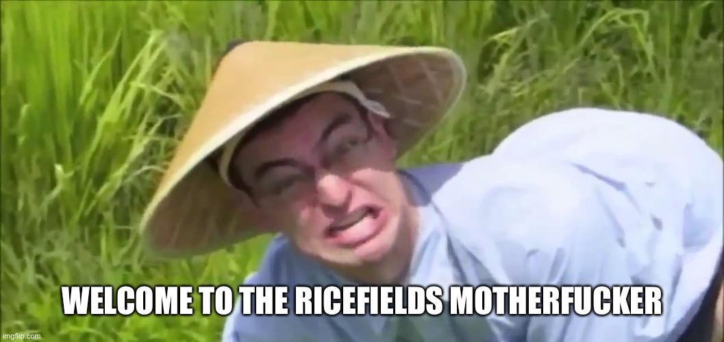 Welcome to the Rice Paddy | WELCOME TO THE RICEFIELDS MOTHERFUCKER | image tagged in welcome to the rice paddy | made w/ Imgflip meme maker