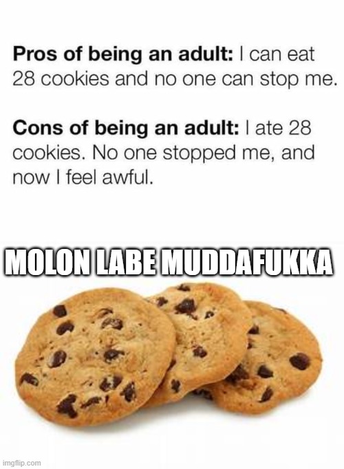 Molon Cookie | MOLON LABE MUDDAFUKKA | image tagged in molon labe,no rulers,cookies | made w/ Imgflip meme maker