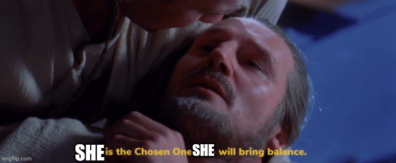 he is the chosen one | SHE SHE | image tagged in he is the chosen one | made w/ Imgflip meme maker